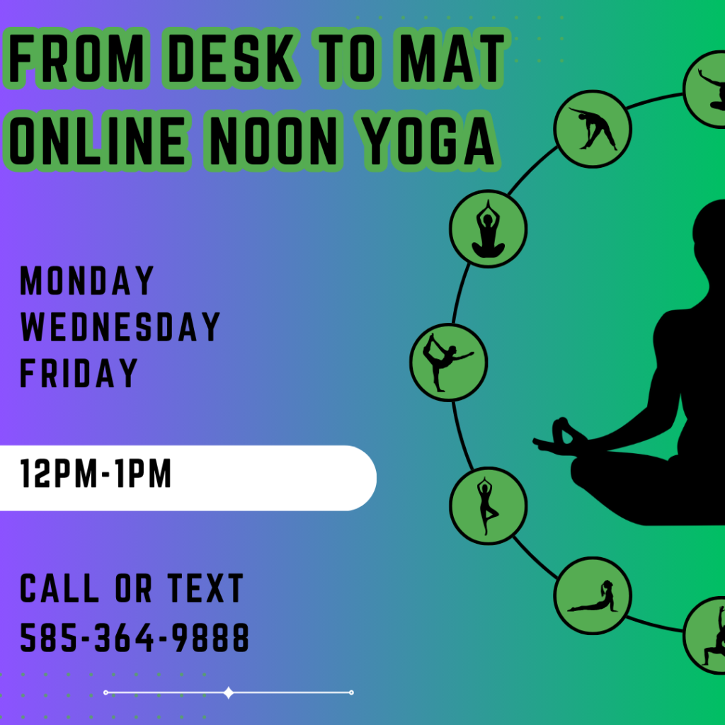 Online Yoga session at 12PM on Monday Wednesday and Friday